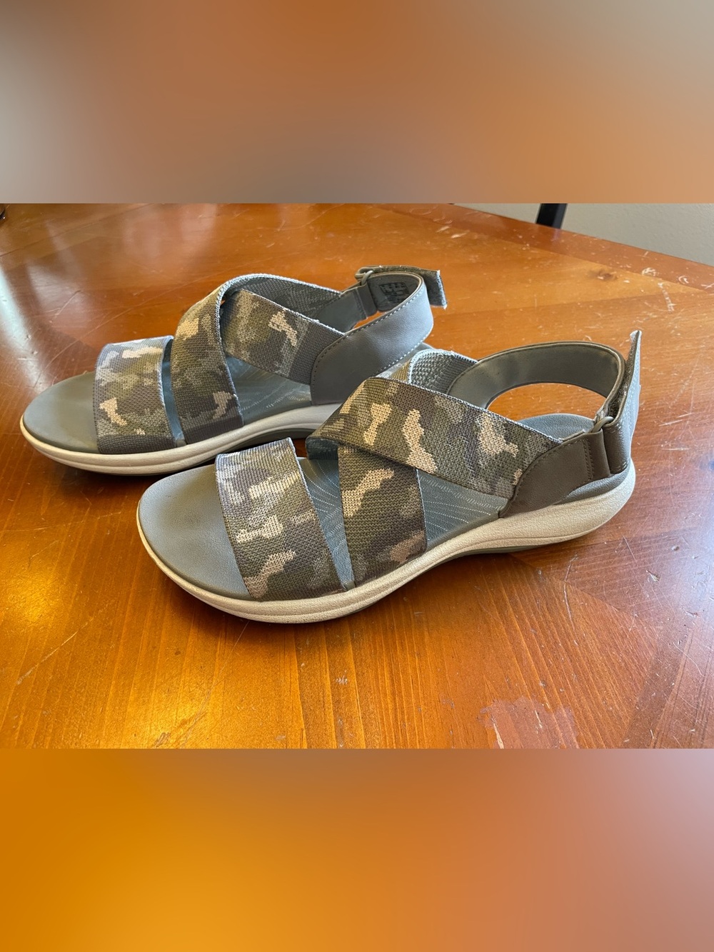 Cloudsteppers by Clarks Gray Camo Sandals